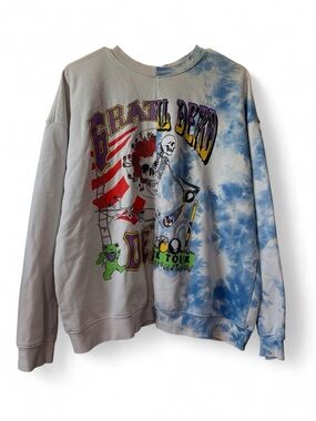 Grateful Dead Tie-Dye Graphic Crewneck Sweater - Blue/Gray